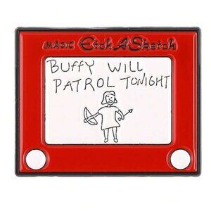 "BUFFY WILL PATROL TONIGHT" ETCH-A-SKETCH ENAMEL PIN LAPEL PIN BROOCH NWT